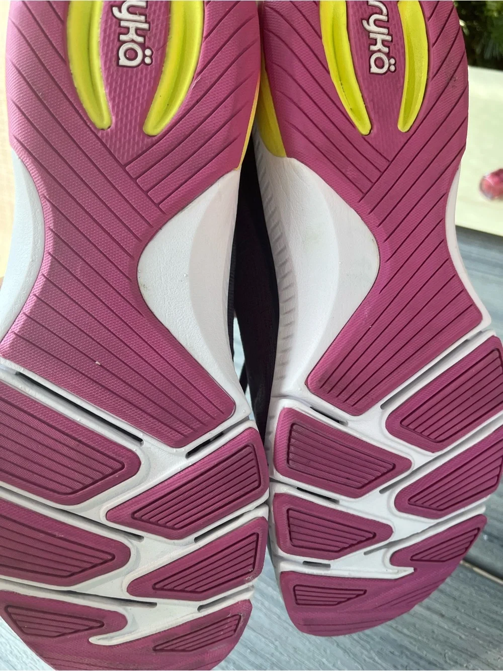 Ryka Re Run Gray Athletic Shoes with Pink and Yellow Accents 8.5M